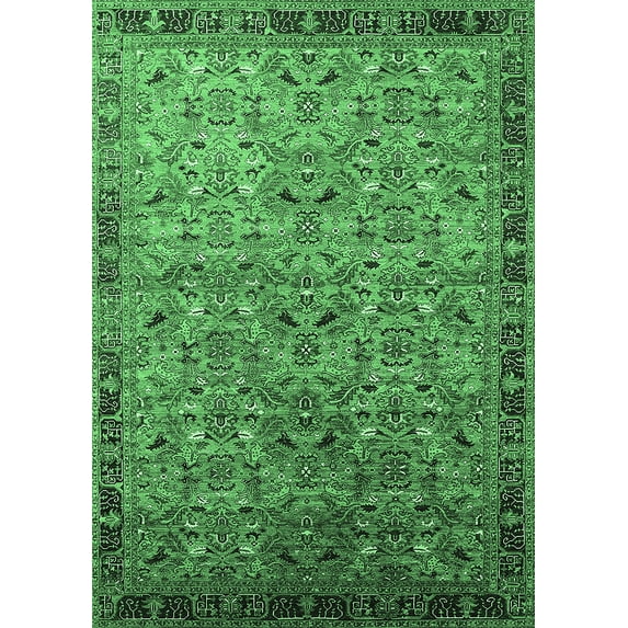 Ahgly Company Indoor Rectangle Oriental Emerald Green Industrial Area Rugs, 5' x 7'