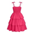 thumbnail image 4 of mgoYE Girls Spaghetti Strap Ruffled Swing Dress for Teen Tween Formal Prom Back to School Homecoming Dance Casual(Hot Pink,7-8 Years), 4 of 5