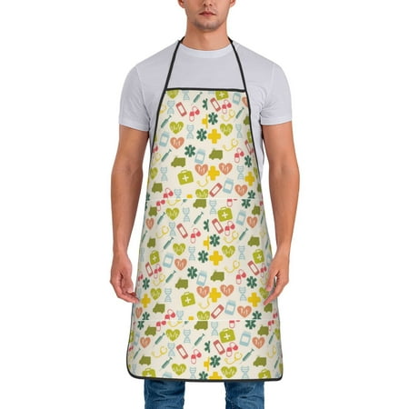 

Tideii Medical Icons for Tie-up Apron Unisex Waterproof and Stain-Resistant Bib Apron for Kitchen Garden Painting