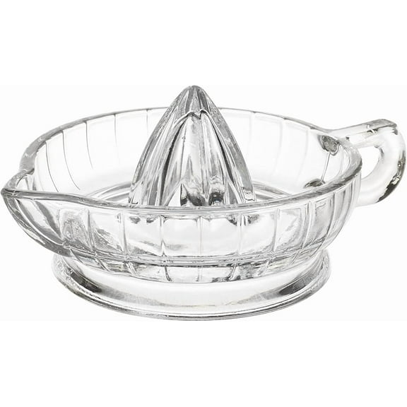 Citrus Juicer with Handle and Pour Spout, Glass Manual Juicer for Small Lemon and Small Orange