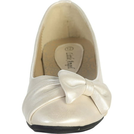 Ivory Party Shoes - Dempsey Marie Ivory Pearl or White Infant & Girl's Flat Shoes with Side Bow