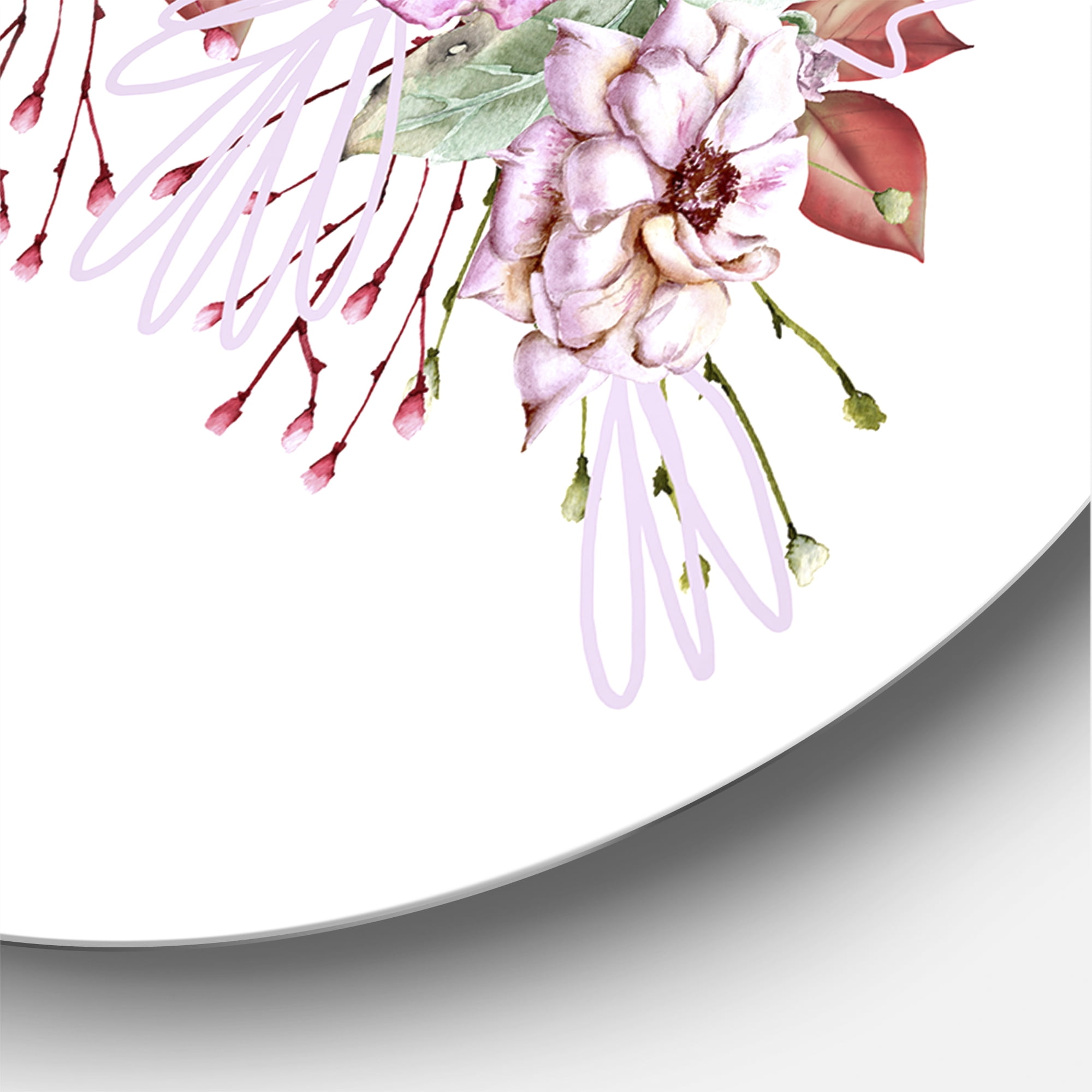 Designart 'Little Blue Bird Sitting On Colorful Boquet of Flowers' Traditional Circle Metal Wall Art 11x11 - Disc of 11