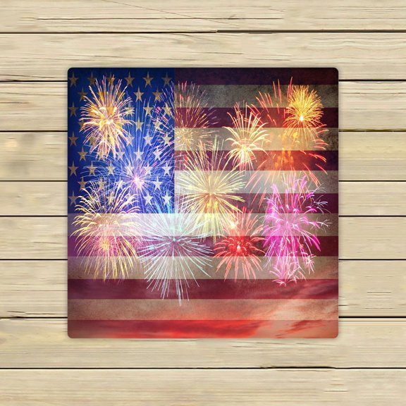ECZJNT Fireworks flag 4th of July USA Independense Day Beach Bath Towels Shower Towel For Home Outdoor Travel 13x13 Inch