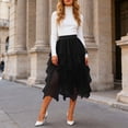 thumbnail image 2 of GEWSEY Tulle Skirts for Women, Puffy Skirt Asymmetrical Midi Length Ruffled Tutu Layered Mesh Fairy Skirt (Black, S), 2 of 7