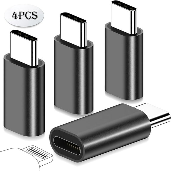 4 Pack Lightning to USB C Adapter for iPhone 15/15 Pro/15 Pro Max/15 Plus,i OS,Samsung,Gender Changer Adapter,Charging Data Transmission,for iPhone 15 Charger Adapter,Not for Audio/OTG-Black