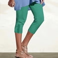 thumbnail image 2 of Women's Capri Pants Summer Solid High Waist Slim Fit Cropped Leggings with Pockets, Elastic Waist Stretchy Soft Fabric, Casual Yoga Workout Gym Lounge Pants for Women, Womens, 2 of 7
