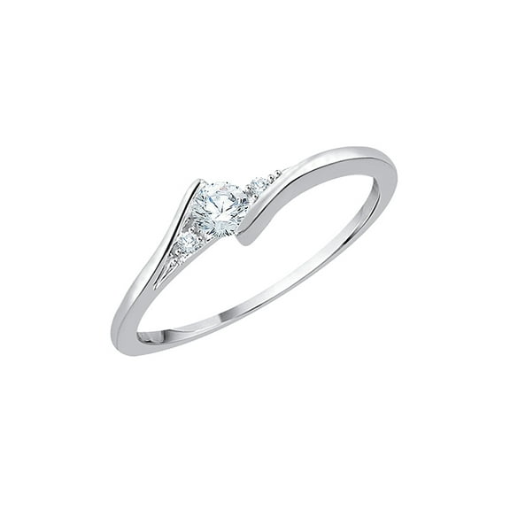KATARINA 3 Diamond Promise Ring in Sterling Silver (1/6 cttw, I-J, I1-I2) (Size-5)