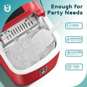 EUHOMY Countertop Ice Maker 26 lbs/Day Portable Self-Cleaning, 9 Bullet Ice in 6 Min, Red