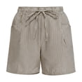 thumbnail image 5 of Hilenly Womens Striped Cotton Shorts Soft Lounge Shorts Drawstring Elastic Waist Casual Shorts, 5 of 9