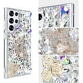 thumbnail image 5 of Compatible with Samsung Galaxy S23 Ultra Bling Diamond Case Luxury Glitter Shiny Sparkly 3D Butterfly Flower Crystal Rhinestones Phone Case for Women Girly Slim Shockproof Phone Cover, Silver, 5 of 12