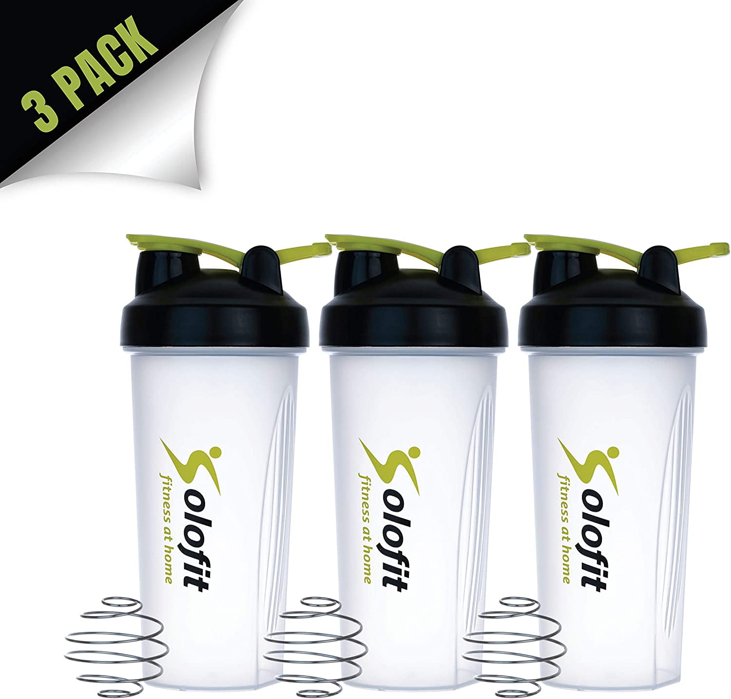 Solofit Protein Shaker Bottles with Shaker Balls Leak Proof Smoothie