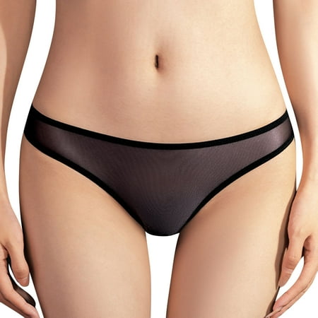 WELOIJEVBE Women s Sheer Underwear Thong Mesh Cheeky Low Rise Hipster Sexy Brief See Through Lingerie Panties