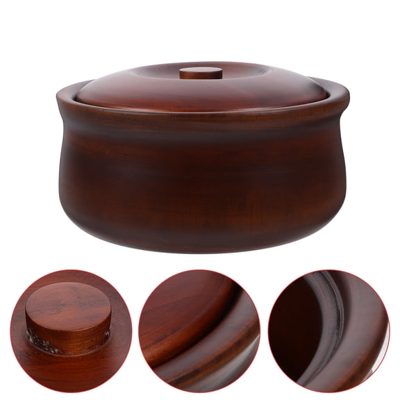 Omeite Japanese Style Solid Wood Bowl with Lid Children Kids Baby Tableware Salad Rice Miso Soup Fruit Kitchen Preparation Bowl Candy Dish Nut Bowl Condiment Container