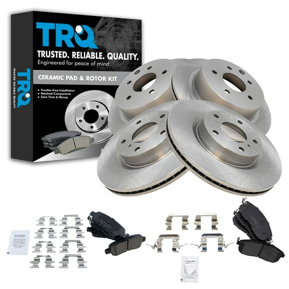 TRQ Front and Rear Brake Pad & Rotor Kit Brake Pads Brake Rotor Ceramic Fits Select 2003-2004 INFINITI G35 2003-2005 Nissan 350Z