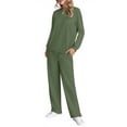 thumbnail image 5 of Fantaslook Two Piece Lounge Sets for Women Fall Outfits Long Sleeve Tops Wide Leg Pants Matching Sets Vacation Travel Outfits, 5 of 10