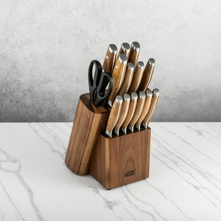 Free Shipping! Thyme & Table 16-Piece Acacia Wood Knife Block Set