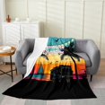 thumbnail image 1 of Erosebridal Beach Camping Sherpa Blanket, RV Car Fuzzy Blanket Throw, Sailboat Ocean Decor, 1 of 7