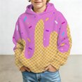 thumbnail image 2 of Kids Boys Girls Dripping Ice Cream Sprinkle Print Waffle Knit Hoodie Long Sleeve Hooded Sweatshirt With Front Pocket Casual Tops For Teen 4-14 Years, 2 of 4