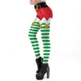 thumbnail image 5 of Nadanbao-pantalones de fiesta navideños para mujer, mallas con estampado de rayas verdes, medias elásticas de cintura media, 5 of 5