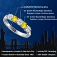 thumbnail image 2 of Gem Stone King 925 Sterling Silver White Topaz and Yellow Sapphire Wedding-Bands Ring for Women | 0.97 Cttw | Round 3.5MM | Gemstone November Birthstone | Size 8, 2 of 6