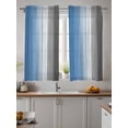 thumbnail image 2 of Blue Gray Ombre Tier Curtains 45 Inch Length, Sheer Curtains for Bedroom Living Room Window Vintage Country Wooden Rod Pocket Voile Drapes Kitchen Curtains Small Half Window 27.5"x45" 2 Panels, 2 of 6
