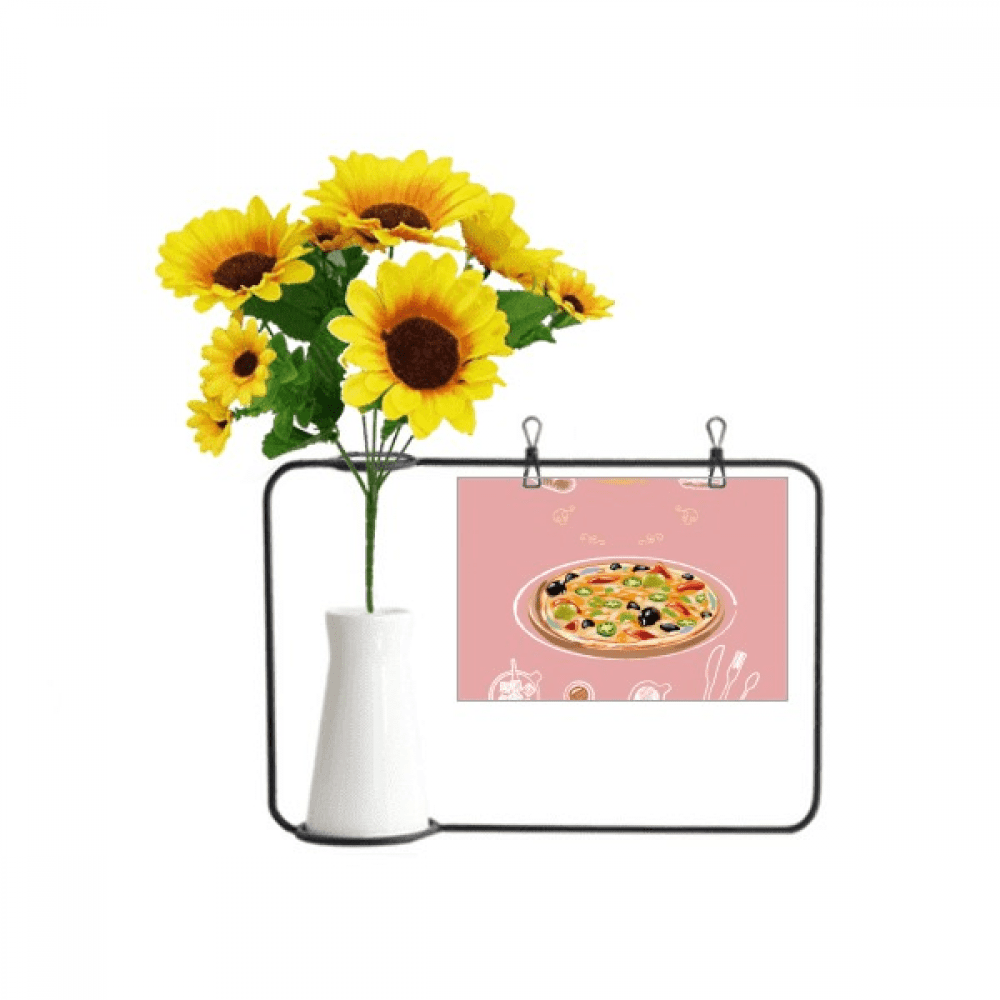 Assorted Italy Tomato Foods Pizza Artificial Sunflower Vases Bottle Blessing Card