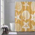 thumbnail image 4 of Yellow Coastal Shower Curtain for Bathroom, Starfish Shell Ocean Nautical Waterproof Cloth Fabric Bathroom Accessories Set with 12 Rust Proof Plastic Hooks, 72"x96", 4 of 9
