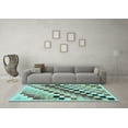 thumbnail image 3 of Ahgly Company Indoor Square Checkered Light Blue Modern Area Rugs, 4' Square, 3 of 4