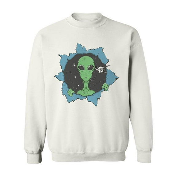 Alien Through Hole Graphic Sweatshirt Men -Image by Shutterstock, Male Medium
