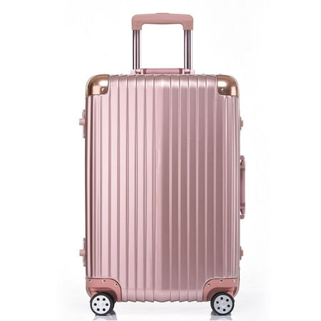 luggage rose gold suitcase carry hard rolling spinner zimtown flexible wheel side travel walmart