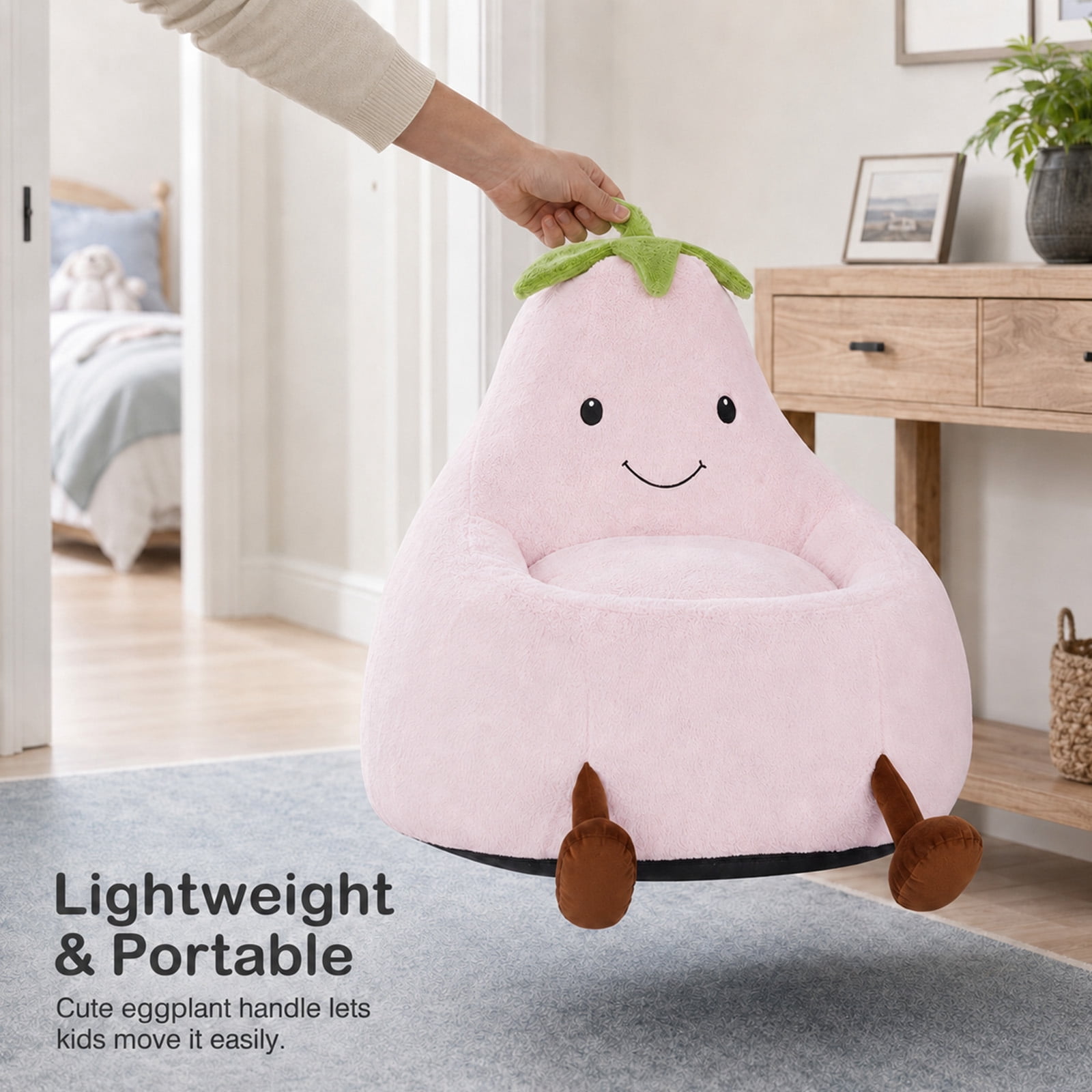 Alvantor Kids Bean Bag Chair, Stuffed Toddler Couch with Artificial Rabbit Fur Cover for Teens & Kids, Comfy Lazy Sofa Chair for Reader, Living Room, Bedroom