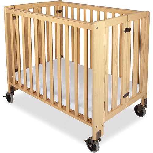 Foundations Hideaway Compact Portable Wood Crib With Mattress