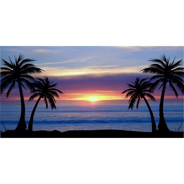Blue Palm Tree Sunset Photo License Plate Free Personalization on this