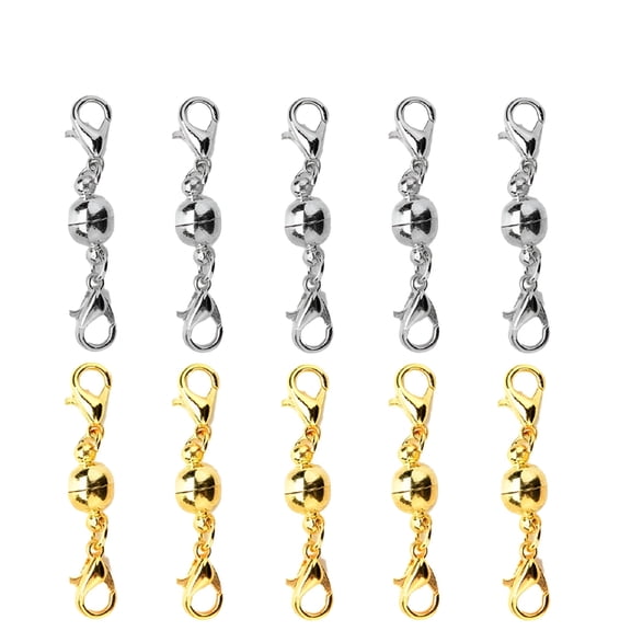 LAMIRO 10pcs Shiny Magnetic Clasps Silver and Golden Lobster Clasps for Jewelry Necklace Bracelet