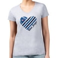 thumbnail image 4 of Women's G-III 4Her by Carl Banks  Heather Gray Toronto Blue Jays Heart V-Neck Fitted T-Shirt, 4 of 5
