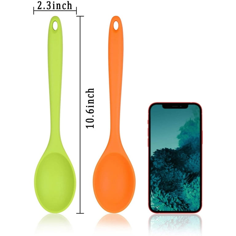 LARCISO 4 Pieces 10.6 Silicone Spoon Heat-Resistant Non Stick Food Grade  Cooking Spoon for Mixing, Baking, Stirring, Turning, Scraping for Kitchen