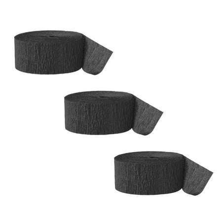 Black Streamer - Crepe Paper Streamers, 81 ft, Black, 3ct