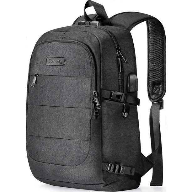 Laptop Backpack Men Water Resistant Anti-Theft School University Backpack with USB Charging Port and Lock Black
