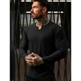 thumbnail image 7 of Ambiloof Men's Slim Fit Muscular V-Neck Casual T-Shirt, Long Sleeve, Stylish Business Top Basic T-Shirt Black/2XL, 7 of 7