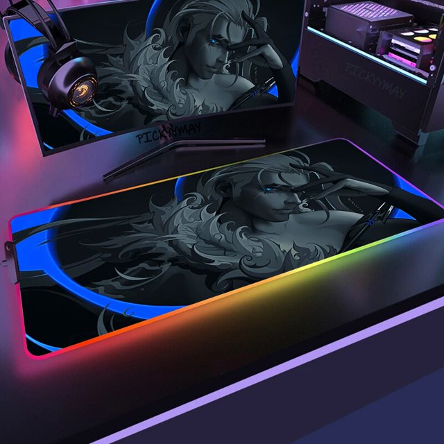 Valorant-alfombrilla de ratón grande RGB para Gamer, alfombrilla de ratón grande para PC, XXL retroiluminación LED, alfombrillas de mesa para teclado, alfombrilla de escritorio para juegos de ordenado LIUWENJING unisex