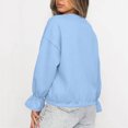thumbnail image 6 of Mifsaly Womens Crew Neck Sweatshirts Flare Sleeve Ruched Solid Elastic Hem Casual Shirts Loose Fit Soft Comfortable Pullover Tops, 6 of 8