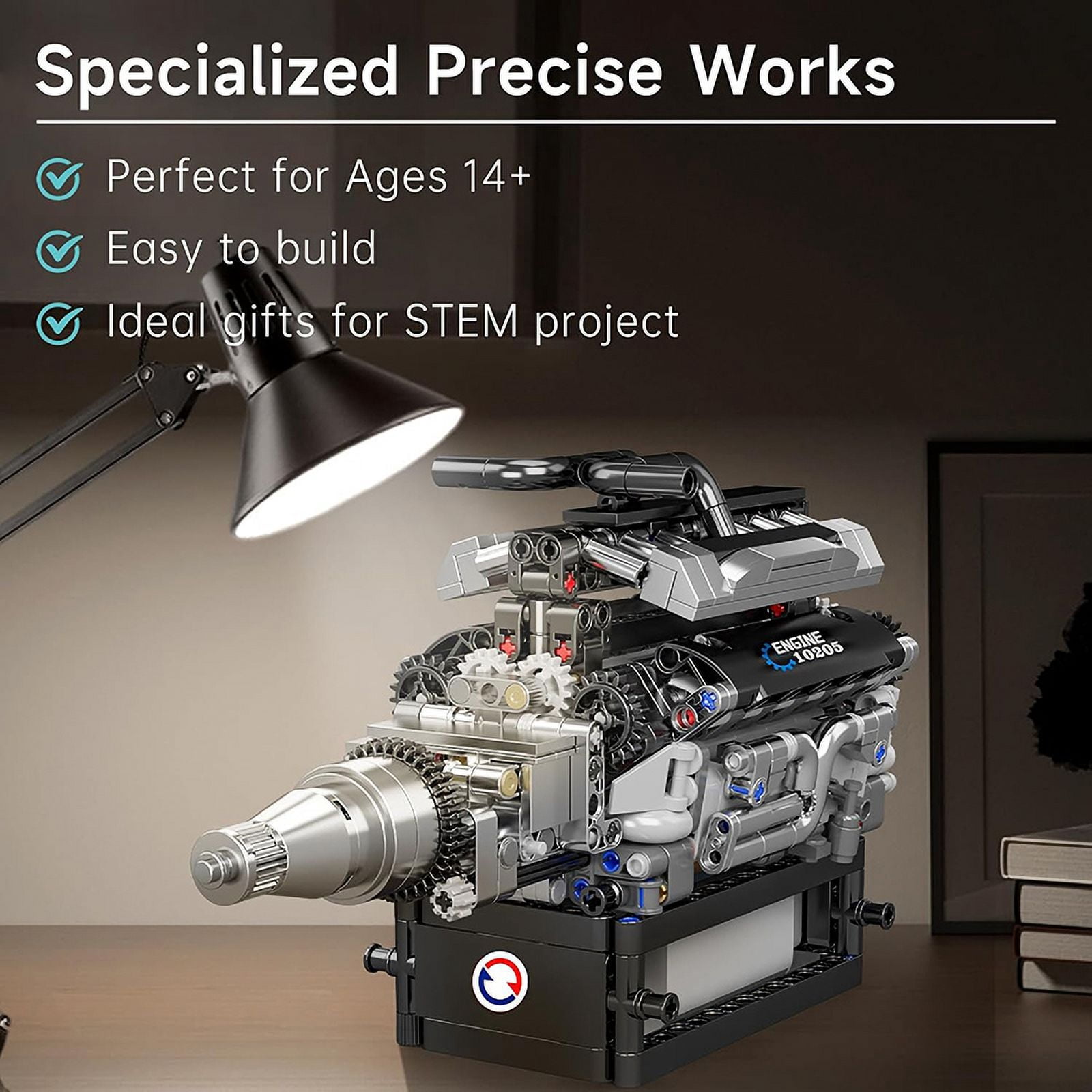 SNOWEAGLE V12 Engine Building Blocks Sets, 10205 Car Engine Model kit That Run, Build Your Own STEM Model Mini Engine, 12-Cylinder Engine Building Engineering Toys for Kids/Adults(733+PCS)