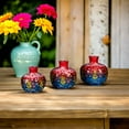 thumbnail image 4 of Handmade Turkish Ceramic Pomegranate Vase Set - 3-Piece Colorful Decorative Accents for Home, Tabletop, Shelf, or Gift Vases, 4 of 4