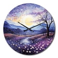 thumbnail image 2 of Designart "Pointillism Dot Art of the Violets Field I" Floral Oversized Wall Clock, 2 of 5
