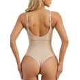 thumbnail image 2 of GOLD CARP Shapewear Women Shaping Thong Bodysuit Seamless Tummy Control Body Shaper Adjustable Straps,Beige-Thong,L(US 10), 2 of 5
