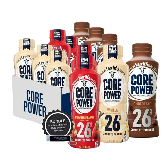 Fairlife Core Power 26g Protein Milkshake - Chocolate, Strawberry Banana, Vanilla - 12 Pack of 14oz