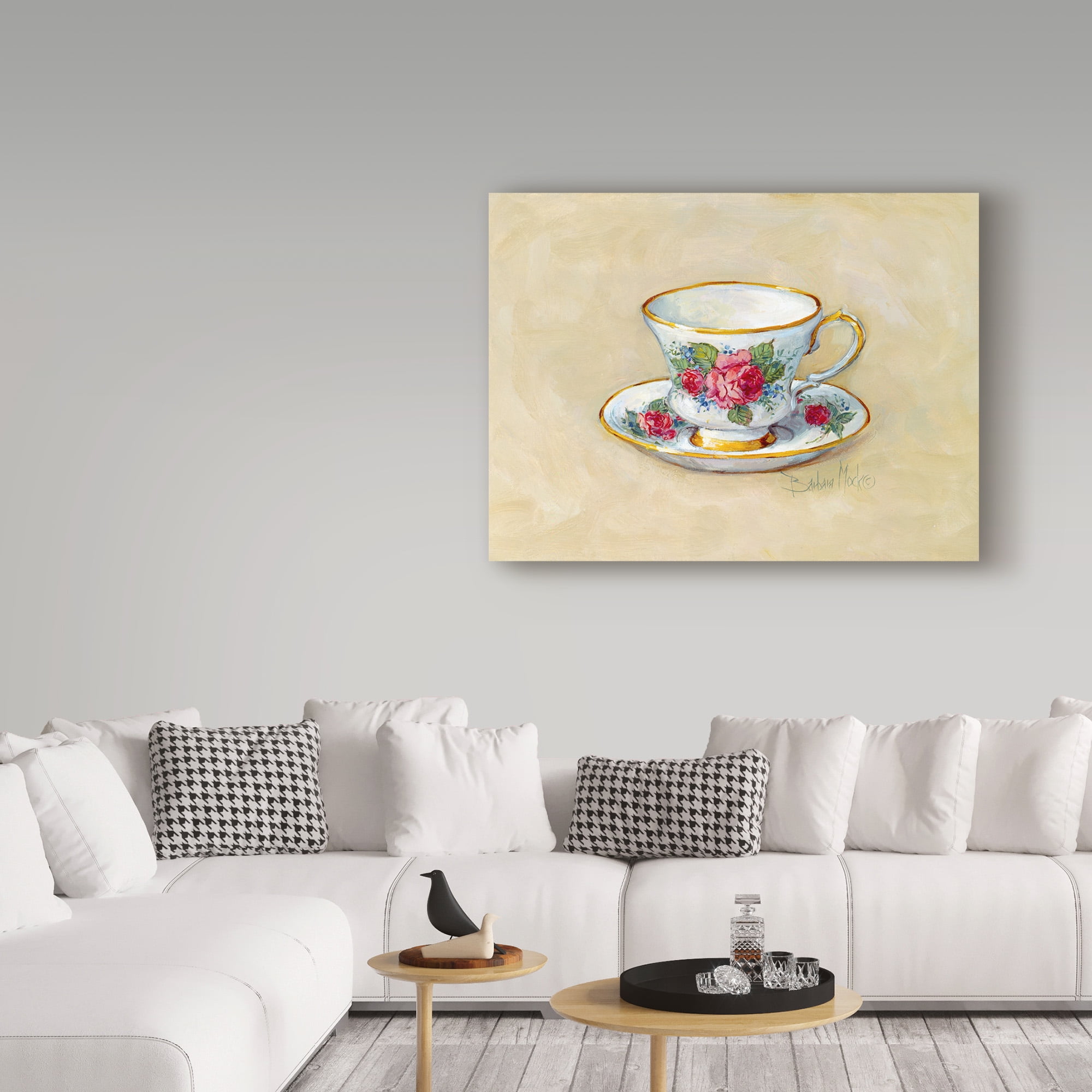 Trademark Fine Art 'Rose Teacup, Beige' Canvas Art by Barbara Mock