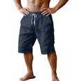 thumbnail image 7 of CQONEPT Mens Casual Shorts Cotton Athletic Workout Shorts Lounge Bermuda Drawstring Sweat Shorts with Pockets Navy 2XL, 7 of 7