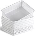 thumbnail image 1 of Eslite Panier de Rangement en Plastique Format A4, Plateau Organisateur pour Dossiers, Papier et Lettres de Bureau, 6 Paquets (Blanc), 1 of 4