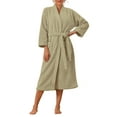 thumbnail image 2 of INSPIRE CHIC Women's Fluffy Fleece Robe Kimono Long Sleeve Thick Plush Self Tie Long Bathrobe for After Shower Spa Bath Suana M Yellow, 2 of 5